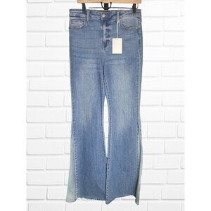 Cello Women's Size 11 High Rise Split Hem Flare Jean Light Wash Cotton Blend New